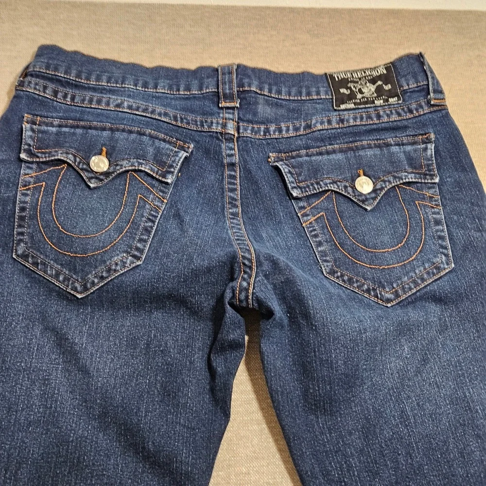 True Religion Ricky Jeans Mens 36 Indigo Blue Relaxed Straight Flap Pockets